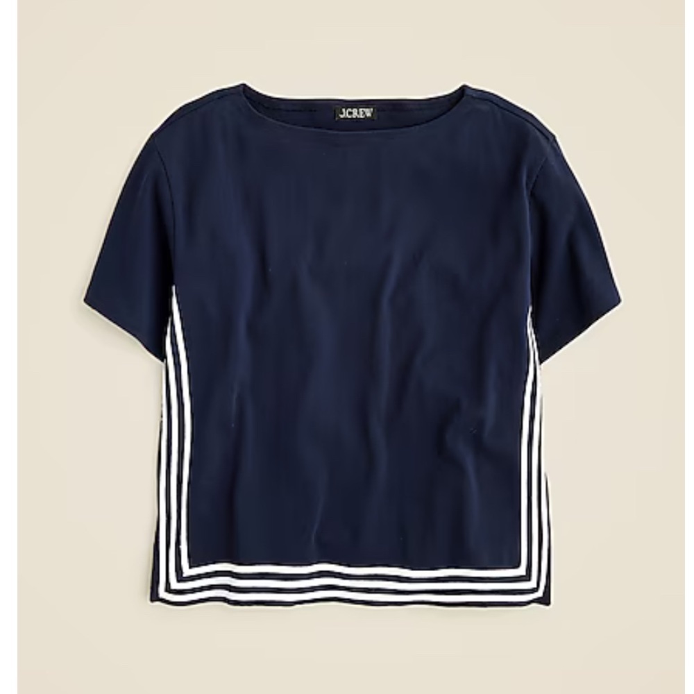 EUC J. Crew Mariner cloth boatneck T shirt with contrast trim, size M